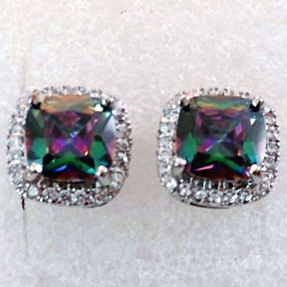 Mystic Princess Cut Rainbow Topaz ~ 925 STERLING - Picture 2 of 2